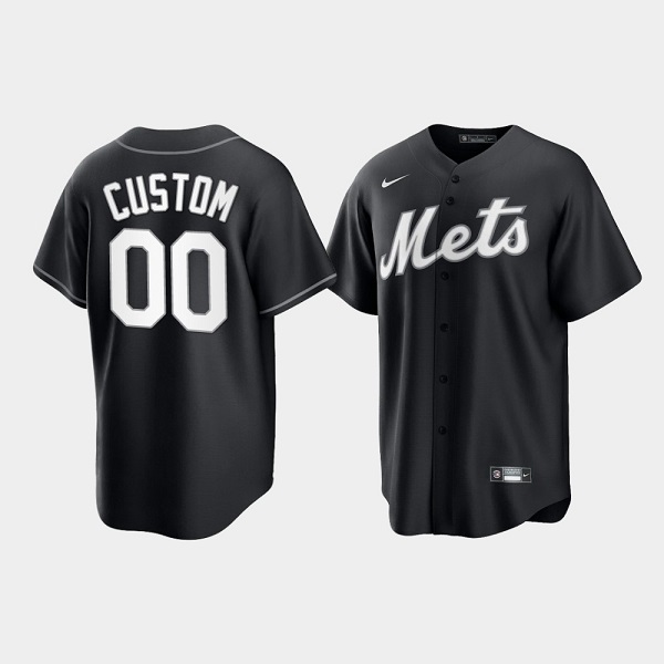 Men's New York Mets Customized Black Cool Base Stitched Baseball Jersey Men's New York Mets Customized Black Cool Base Stitched Baseball Jersey